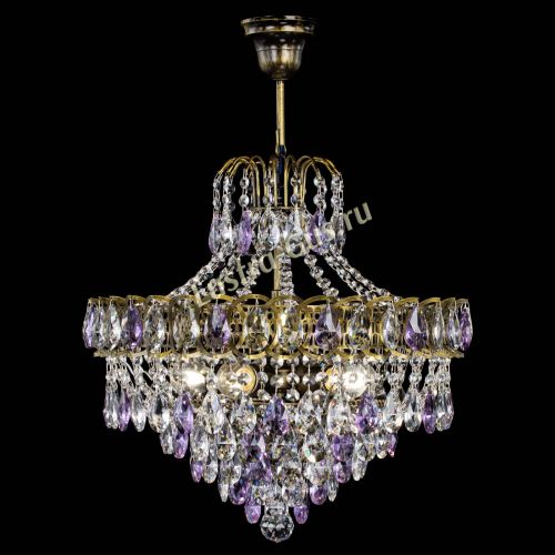 Люстра Грация №5 с подвесом под бронзу Фиолетовая в Ижевске Гусь Хрустальный
