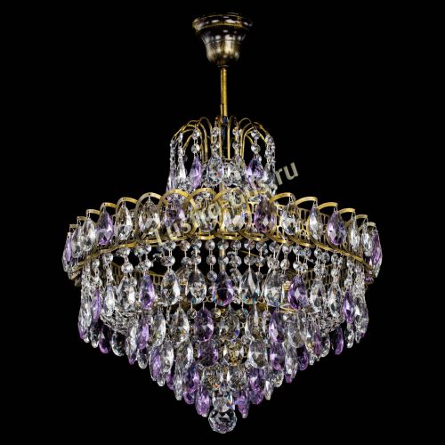 Люстра Грация №5 с подвесом под бронзу Фиолетовая в Ижевске Гусь Хрустальный