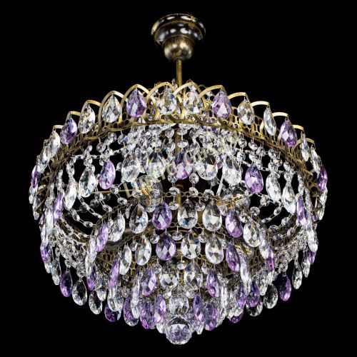 Люстра Грация №5 с подвесом под бронзу Фиолетовая в Ижевске Гусь Хрустальный