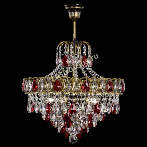 Люстра Грация №5 с подвесом под бронзу Красная в Ижевске Гусь Хрустальный