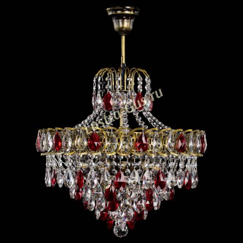 Люстра Грация №5 с подвесом под бронзу Красная в Ижевске Гусь Хрустальный