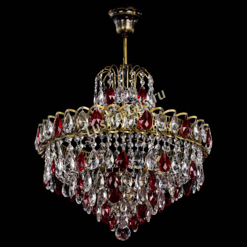 Люстра Грация №5 с подвесом под бронзу Красная в Ижевске Гусь Хрустальный