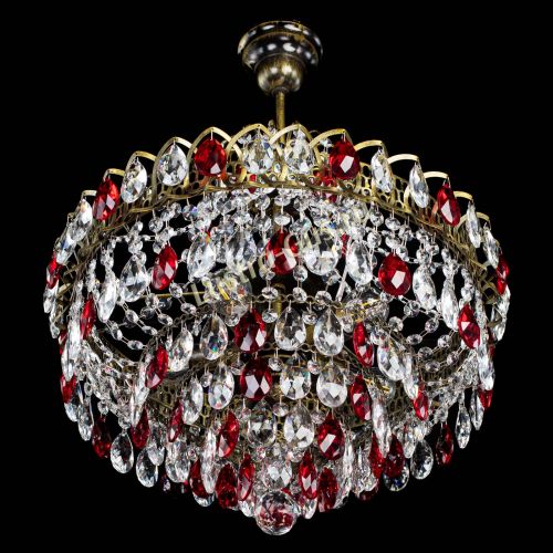 Люстра Грация №5 с подвесом под бронзу Красная в Ижевске Гусь Хрустальный