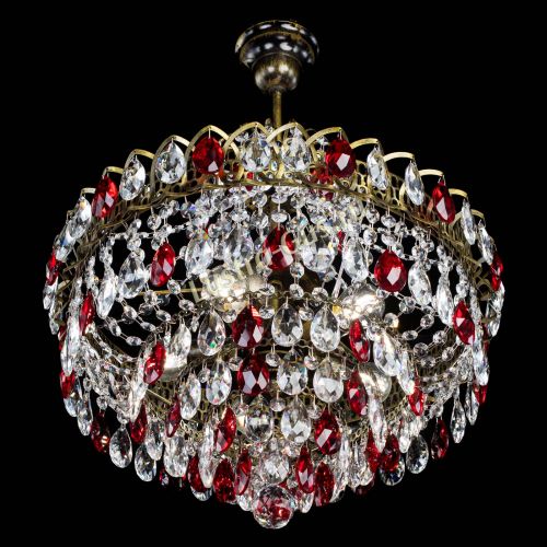 Люстра Грация №5 с подвесом под бронзу Красная в Ижевске Гусь Хрустальный
