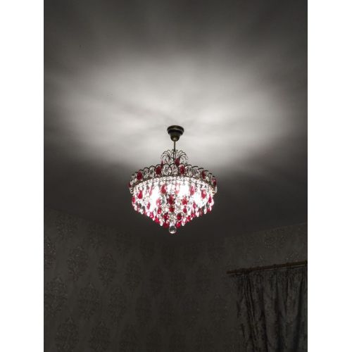 Люстра Грация №5 с подвесом под бронзу Красная в Ижевске Гусь Хрустальный