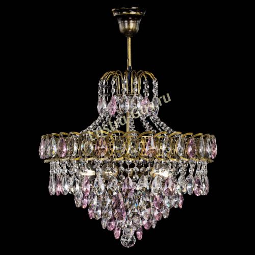 Люстра Грация №5 с подвесом под бронзу Розовая в Ижевске Гусь Хрустальный
