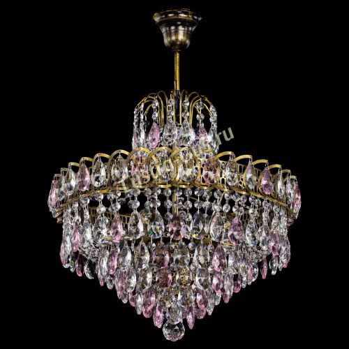 Люстра Грация №5 с подвесом под бронзу Розовая в Ижевске Гусь Хрустальный