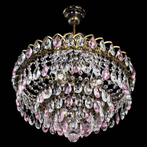 Люстра Грация №5 с подвесом под бронзу Розовая в Ижевске Гусь Хрустальный