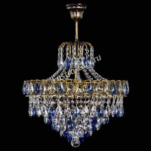 Люстра Грация №5 с подвесом под бронзу Синяя в Ижевске Гусь Хрустальный
