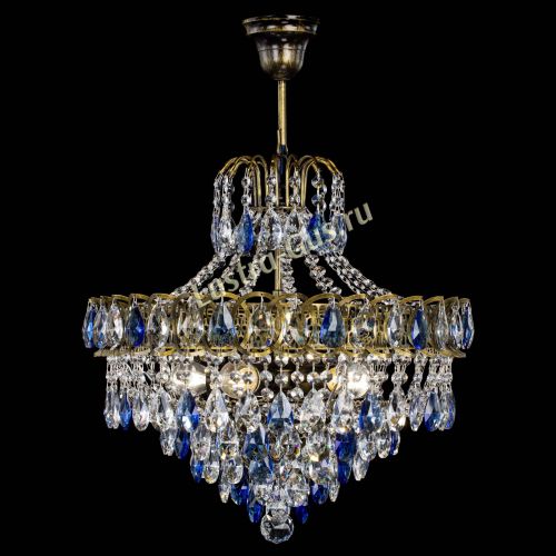 Люстра Грация №5 с подвесом под бронзу Синяя в Ижевске Гусь Хрустальный