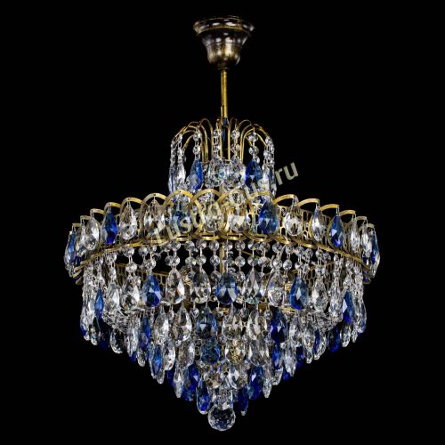 Люстра Грация №5 с подвесом под бронзу Синяя в Ижевске Гусь Хрустальный