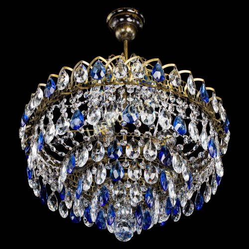 Люстра Грация №5 с подвесом под бронзу Синяя в Ижевске Гусь Хрустальный