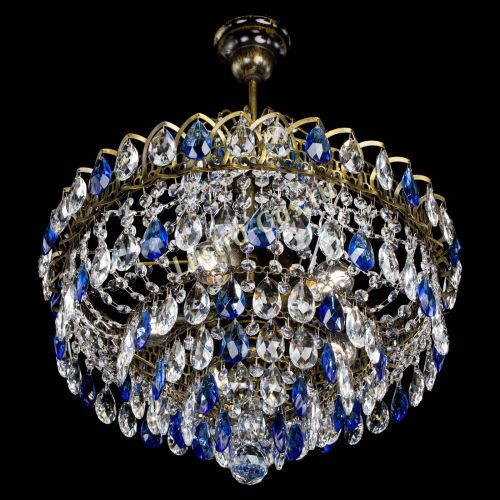 Люстра Грация №5 с подвесом под бронзу Синяя в Ижевске Гусь Хрустальный