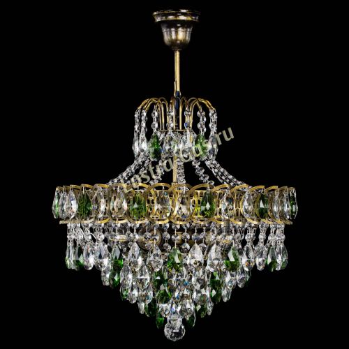 Люстра Грация №5 с подвесом под бронзу Зеленая в Ижевске Гусь Хрустальный
