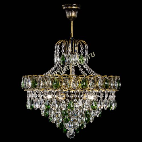 Люстра Грация №5 с подвесом под бронзу Зеленая в Ижевске Гусь Хрустальный