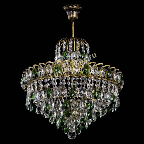 Люстра Грация №5 с подвесом под бронзу Зеленая в Ижевске Гусь Хрустальный