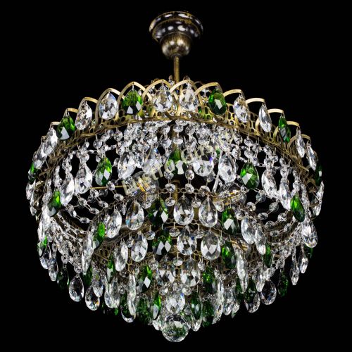 Люстра Грация №5 с подвесом под бронзу Зеленая в Ижевске Гусь Хрустальный