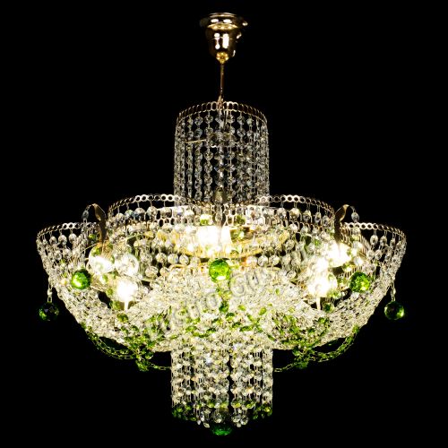 Люстра Камея №6 подвесная зеленая в Ижевске Гусь Хрустальный
