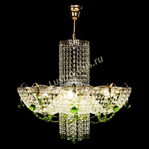 Люстра Камея №6 подвесная зеленая в Ижевске Гусь Хрустальный