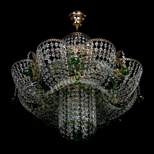 Люстра Камея №6 подвесная зеленая в Ижевске Гусь Хрустальный