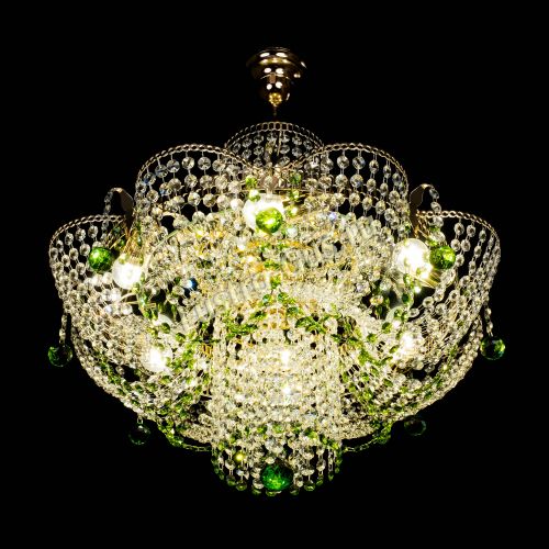Люстра Камея №6 подвесная зеленая в Ижевске Гусь Хрустальный