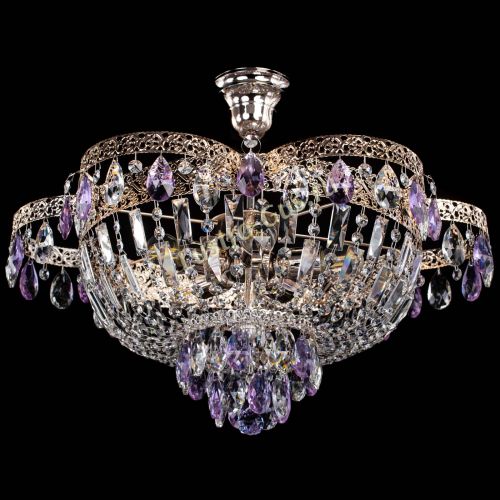 Люстра Камея Флора №5 с подвесом Фиолетовая в Ижевске Гусь Хрустальный