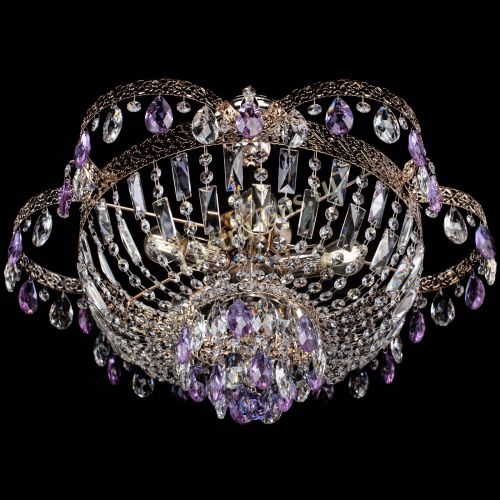 Люстра Камея Флора №5 с подвесом Фиолетовая в Ижевске Гусь Хрустальный