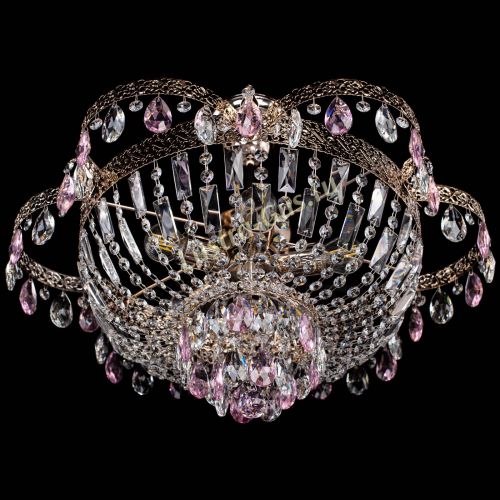 Люстра Камея Флора №5 с подвесом Розовая в Ижевске Гусь Хрустальный