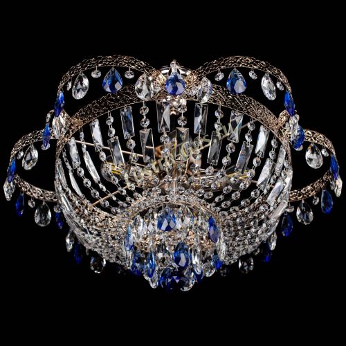 Люстра Камея Флора №5 с подвесом Синяя в Ижевске Гусь Хрустальный