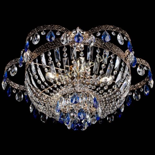 Люстра Камея Флора №5 с подвесом Синяя в Ижевске Гусь Хрустальный