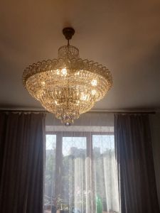 Люстра Хрустальный Каскад №8 с подвесом под бронзу в Ижевске отзыв и фото покупателя