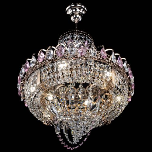 Люстра Кольцо Классика Веер розовая в Ижевске Гусь Хрустальный