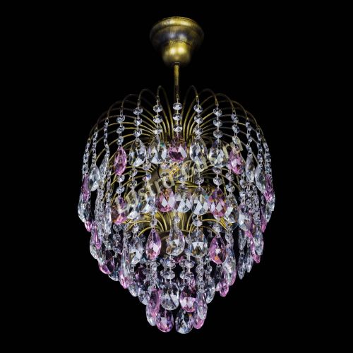 Люстра Лора №3 под бронзу розовая в Ижевске Гусь Хрустальный