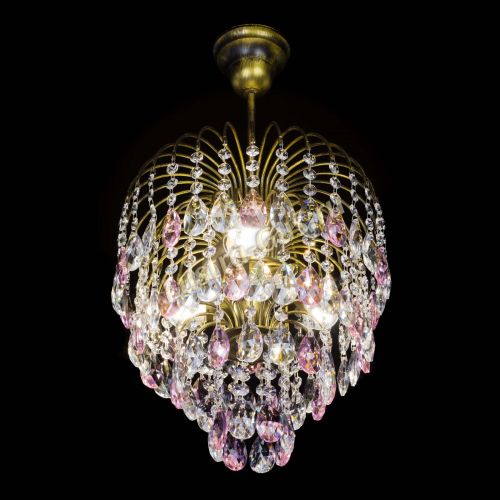 Люстра Лора №3 под бронзу розовая в Ижевске Гусь Хрустальный