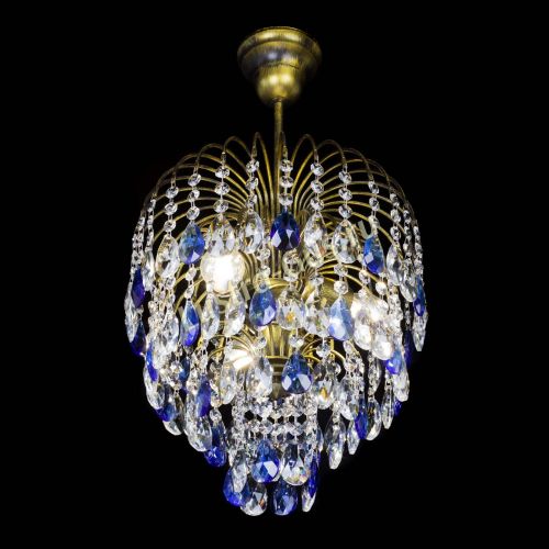 Люстра Лора №3 под бронзу синяя в Ижевске Гусь Хрустальный