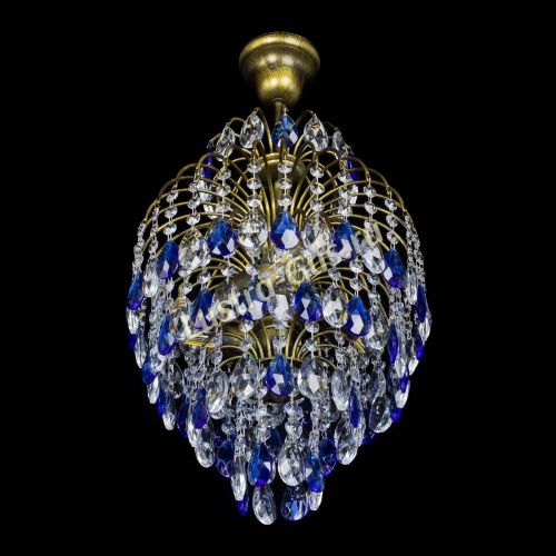 Люстра Лора №3 журавлик Синяя под бронзу в Ижевске Гусь Хрустальный