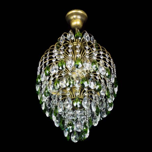 Люстра Лора №3 журавлик Зеленая под бронзу в Ижевске Гусь Хрустальный