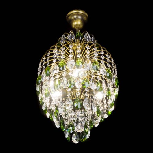 Люстра Лора №3 журавлик Зеленая под бронзу в Ижевске Гусь Хрустальный