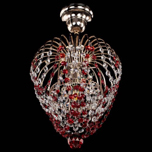 Люстра Малинка обтикон красная в Ижевске Гусь Хрустальный