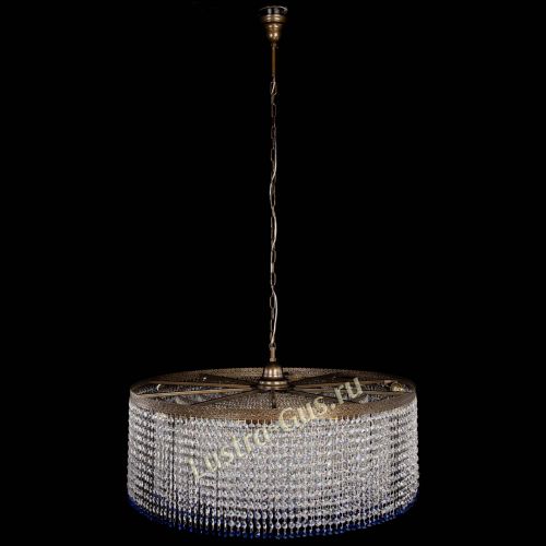 Люстра Милан капель №10 под бронзу синяя с подвесом в Ижевске Гусь Хрустальный