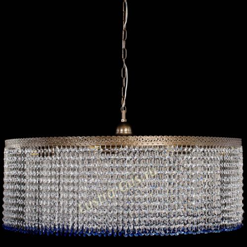 Люстра Милан капель №10 под бронзу синяя с подвесом в Ижевске Гусь Хрустальный