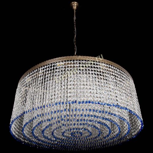 Люстра Милан капель №10 под бронзу синяя с подвесом в Ижевске Гусь Хрустальный