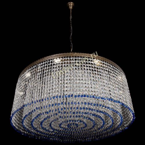 Люстра Милан капель №10 под бронзу синяя с подвесом в Ижевске Гусь Хрустальный