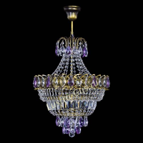 Люстра Ника подвесная Фиолетовая под бронзу в Ижевске Гусь Хрустальный