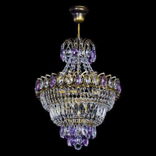 Люстра Ника подвесная Фиолетовая под бронзу в Ижевске Гусь Хрустальный