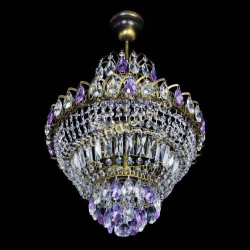 Люстра Ника подвесная Фиолетовая под бронзу в Ижевске Гусь Хрустальный