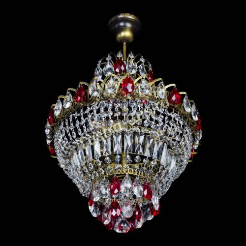 Люстра Ника подвесная Красная под бронзу в Ижевске Гусь Хрустальный