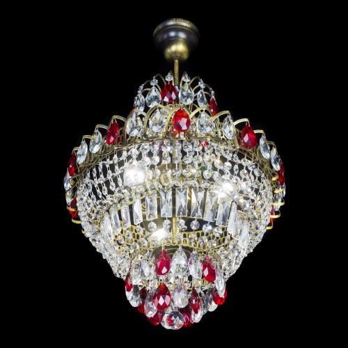 Люстра Ника подвесная Красная под бронзу в Ижевске Гусь Хрустальный