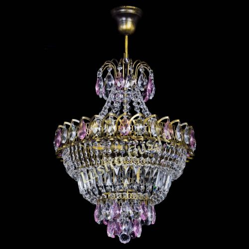 Люстра Ника подвесная Розовая под бронзу в Ижевске Гусь Хрустальный