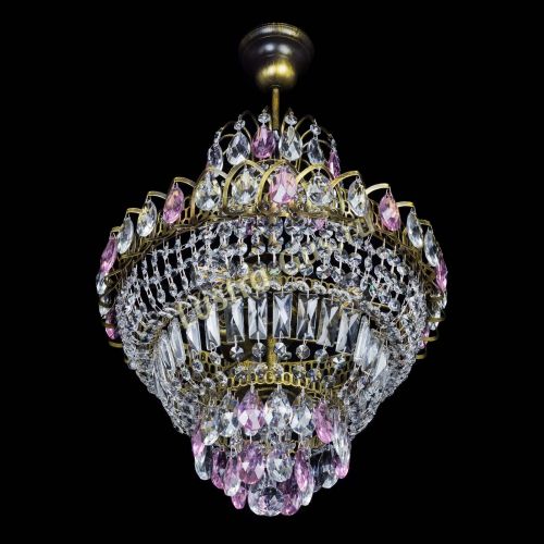 Люстра Ника подвесная Розовая под бронзу в Ижевске Гусь Хрустальный